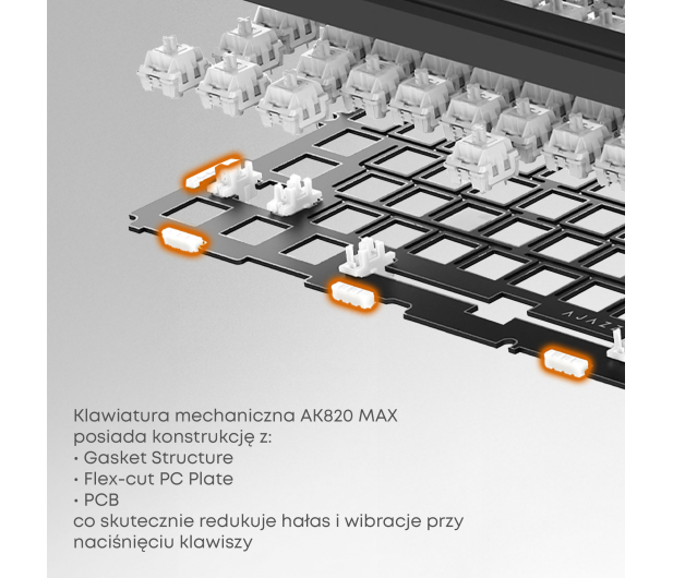 Ajazz AK820 MAX Magnetic switches Purple White RGB - 1536366 - zdjęcie 8